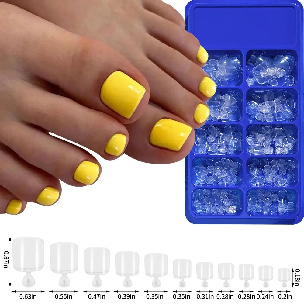 Glamour Nail Natural White Press On Toenails 100Pcs Full Cover Square Acrylic False Nails Kit For Salon Pedicure
