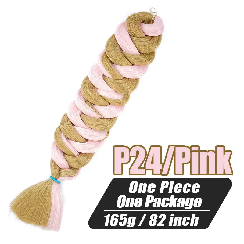 Braiding hair extensions, 82 inch Kanekalon jumbo, pink and blonde P24, 165g, one-piece, Simples Market