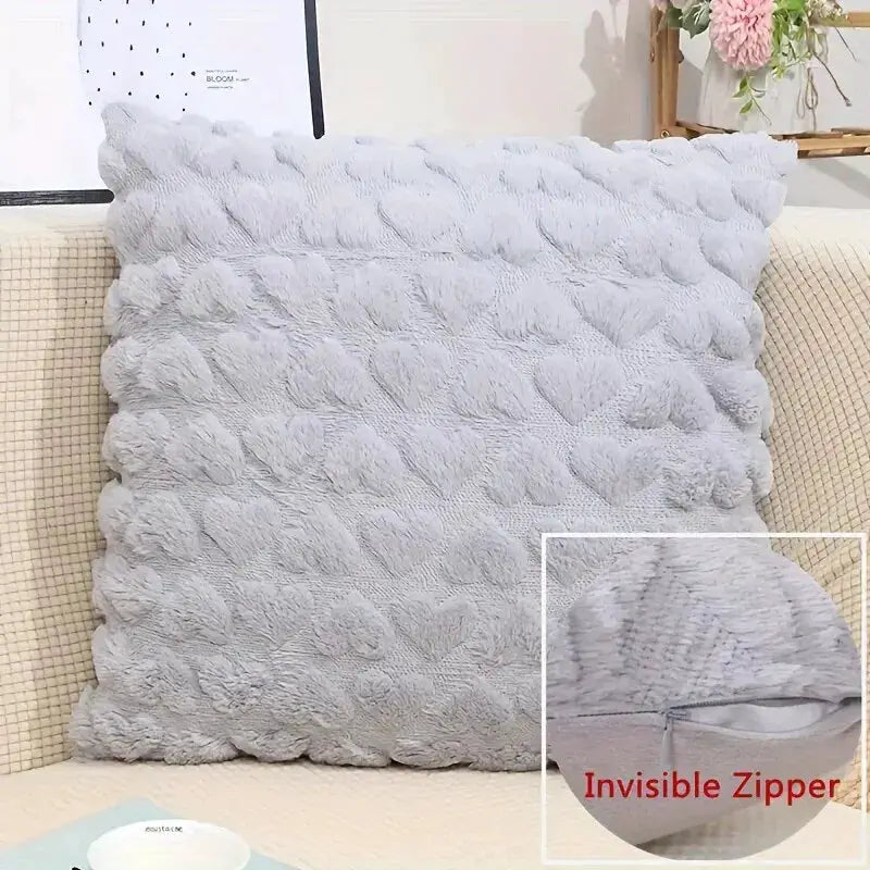Love plush throw pillow cover gray Simples Market with invisible zipper