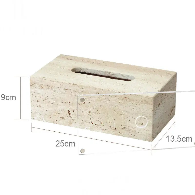 Beige travertine bathroom vanity tray; natural marble look.