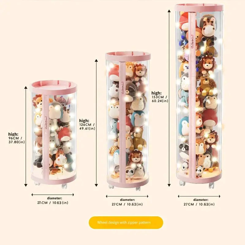 Transparent Doll Storage Box For Plush Toys And Dolls DIY Zipper Tube Organizer Christmas Gift For Kids