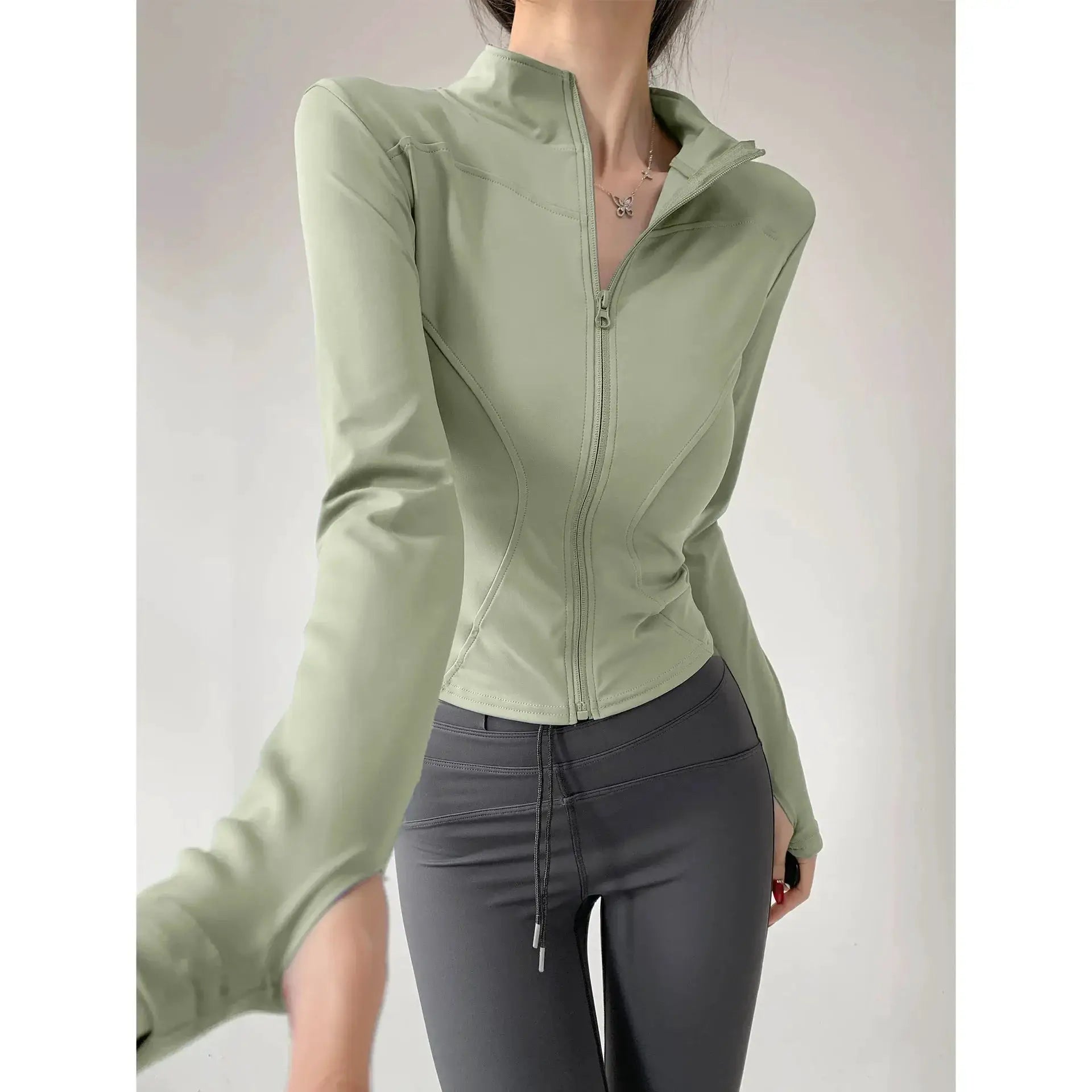 Sun Quick Drying Womens Sports Coat Slim Fit Yoga Jacket With Full Length Zipper For Running And Fitness