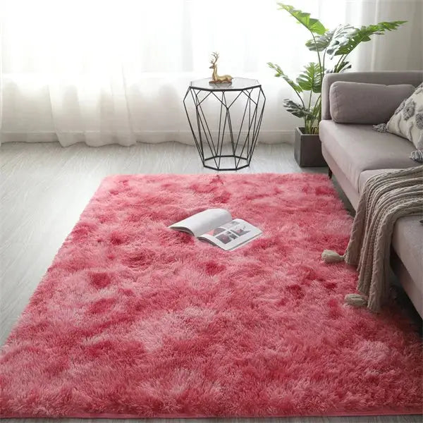 Simples Market pink fluffy area rug, extra-soft shag carpet for living room