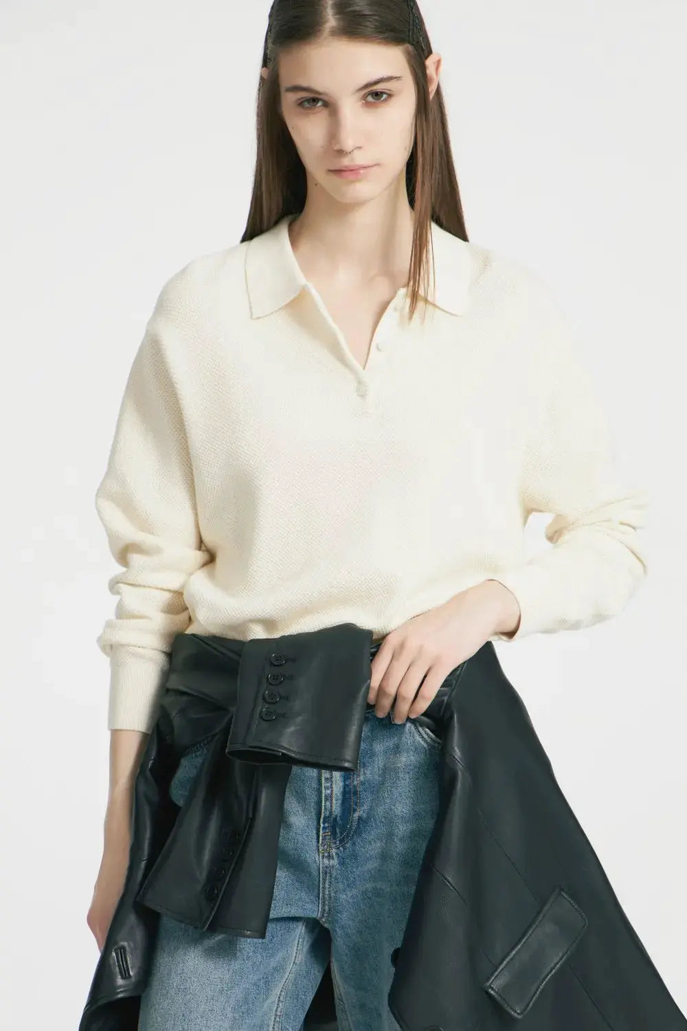 Hirsionsan Winter Women Knitted Set Polo Neck Sweater Wide Leg Pants