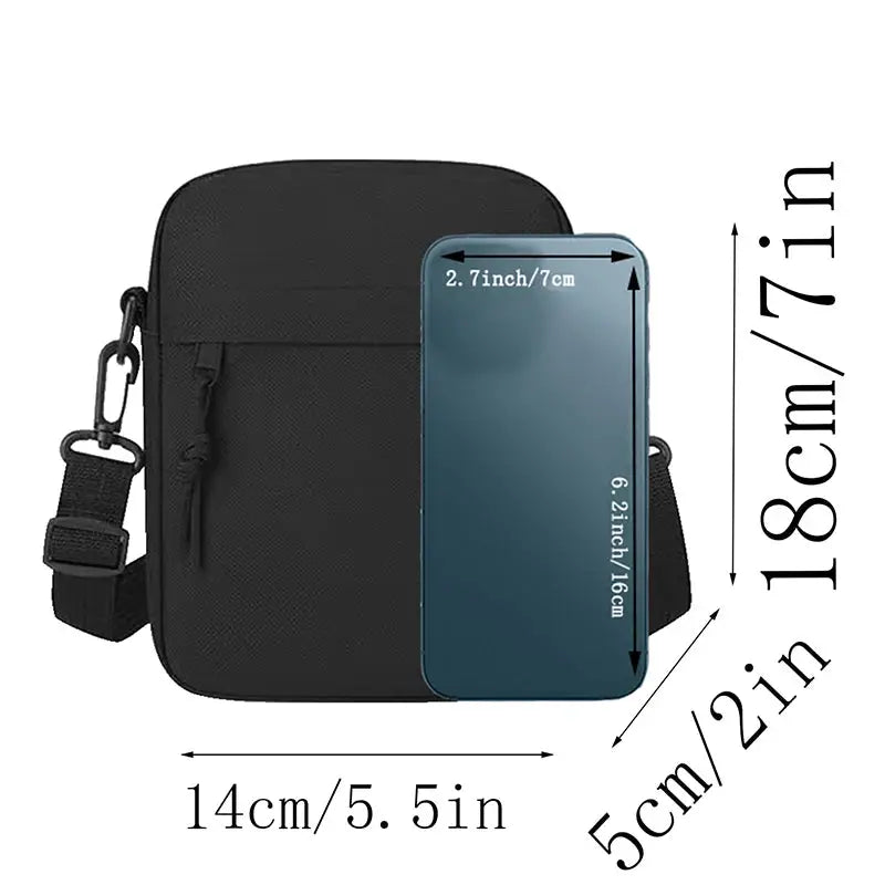 Simples Market black single-shoulder crossbody bag, lightweight compact phone bag with adjustable strap