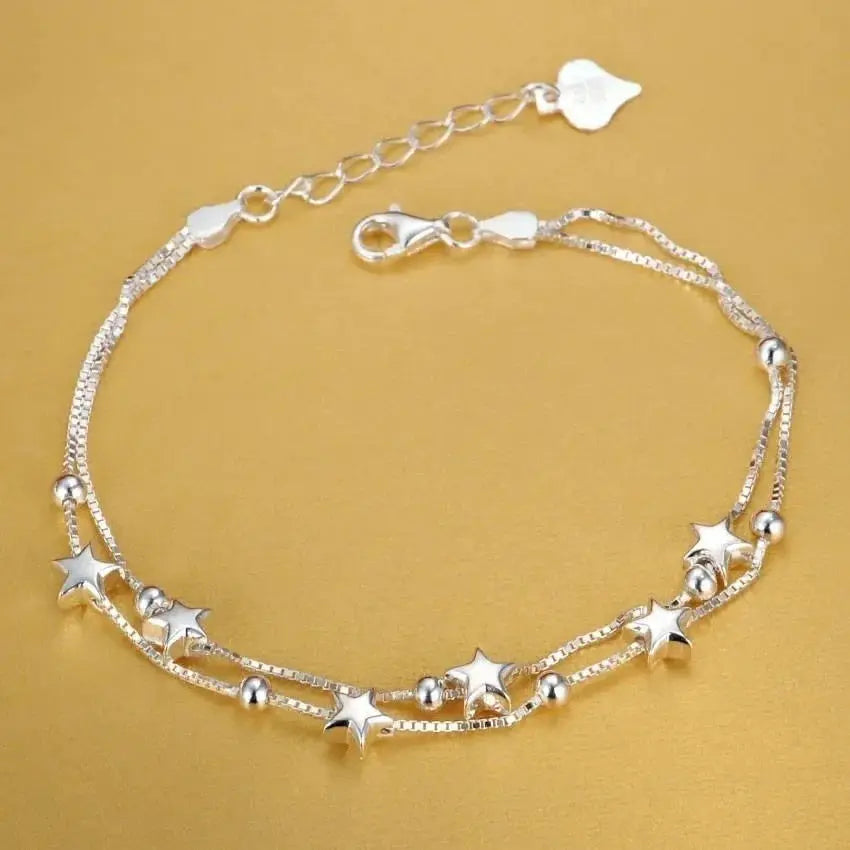 925 Sterling Silver Fine Chain Bracelet For Women And Men With Charms Wedding Gift Fashion Jewelry