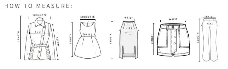 Simples Market sizing guide for women's mini skirt; line drawings show shoulder, bust, waist, hips, and length.