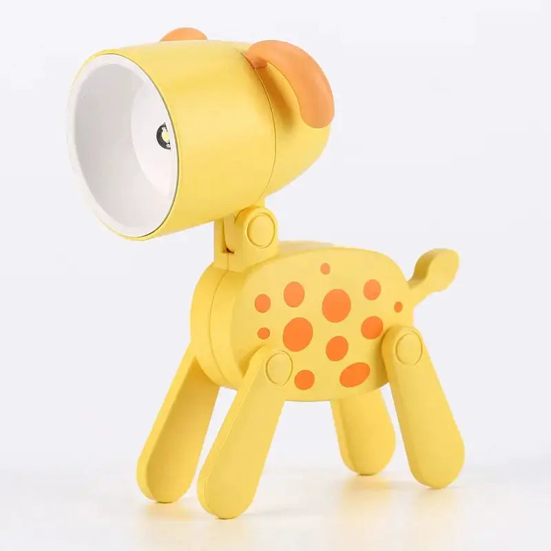 LED mini night light dog-deer desk lamp in bright yellow with orange spots