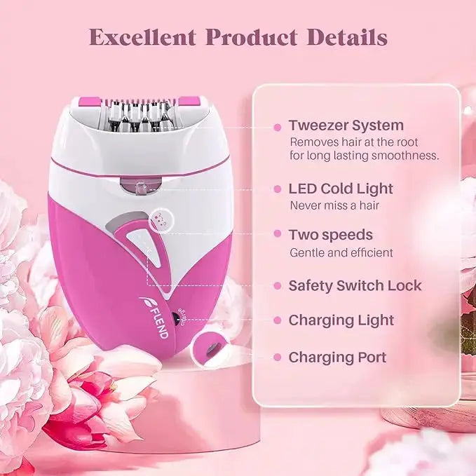 Kemei KM-189A epilator by Simples Market, pink/white USB-rechargeable body hair remover