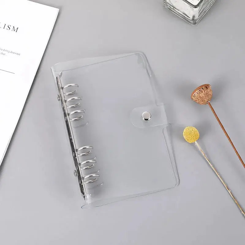 Transparent plastic ring binder for A5/A6 with snap-closure cover, Simples Market