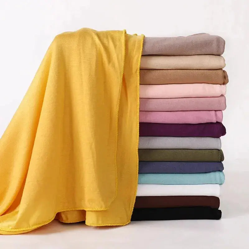 Modal Cotton Jersey Hijab Scarf 170x60cm Long Soft Plain Turban Head Wrap For Women