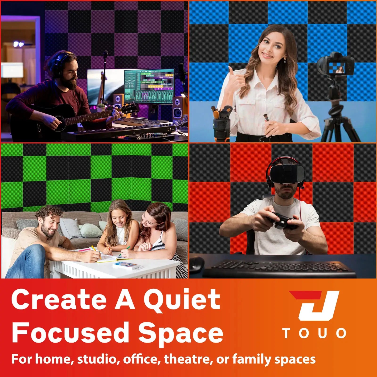 TOUO egg trough acoustic foam panels by Simples Market; multicolor wall soundproofing tiles for home studio and office.