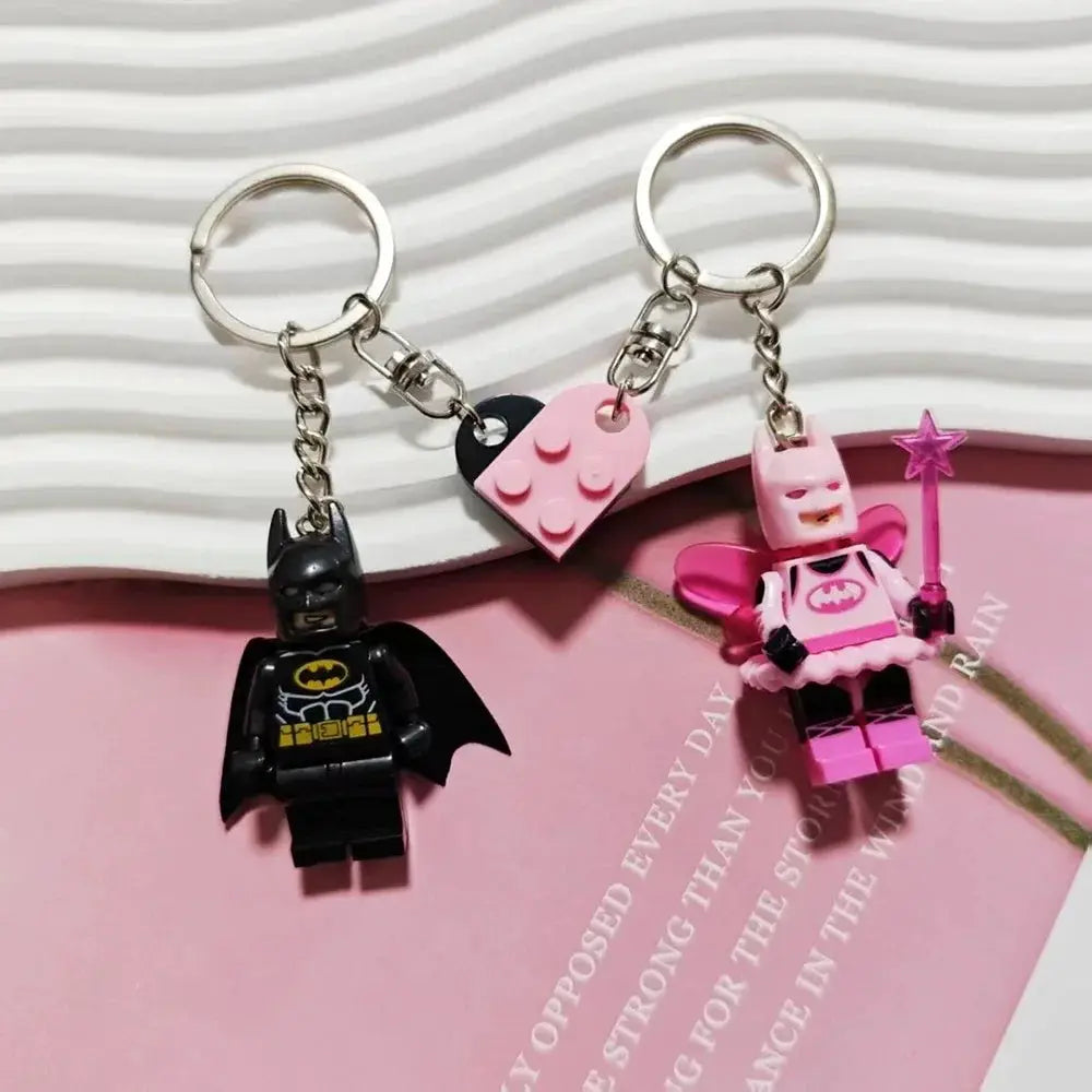 Handmade 3D Fairy Star Keychain Pink And Black Bat Heart Block Pendant For Backpacks Keys