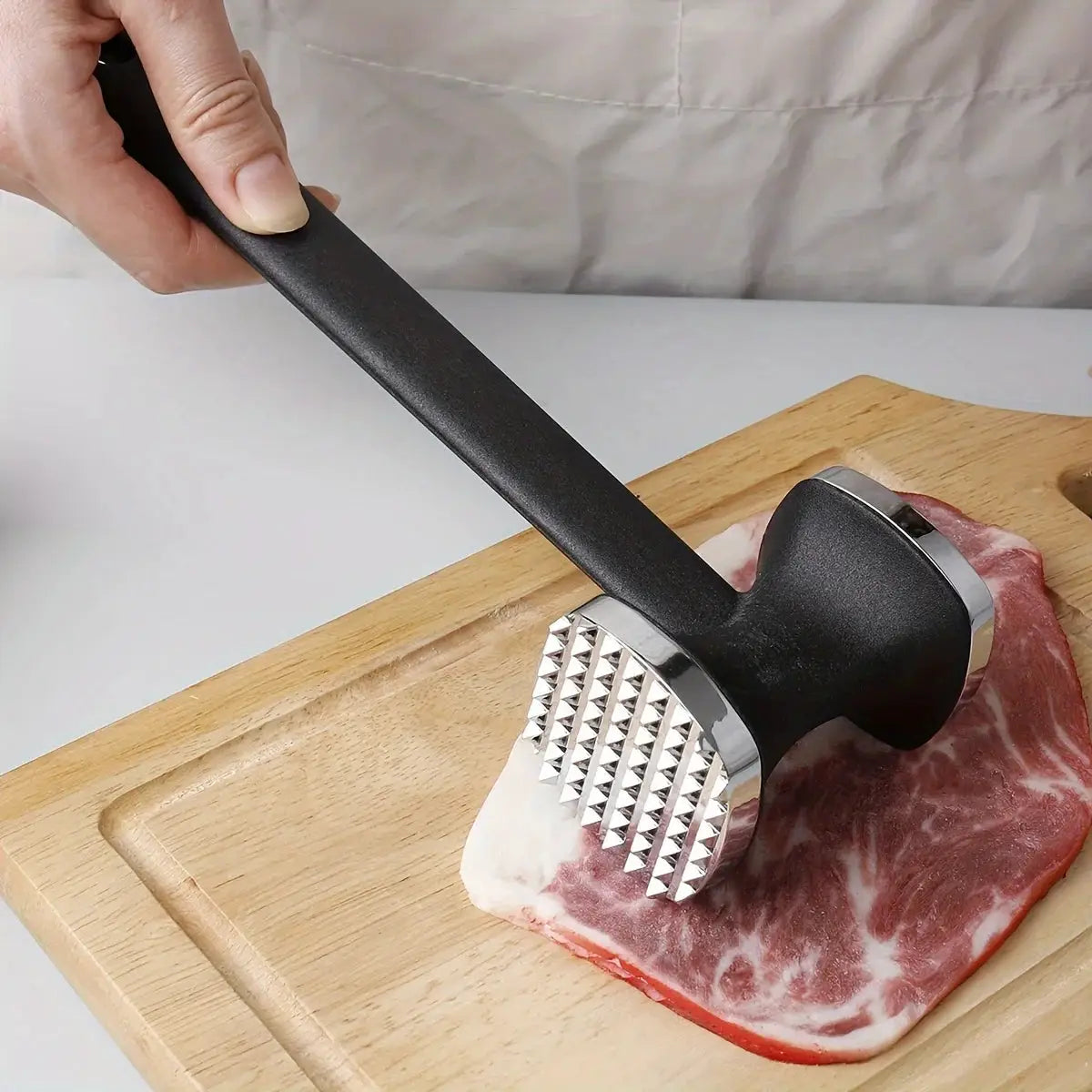 Heavy Duty Kitchen Meat Tenderizer Hammer With Rubber Grip Stainless Steel Head For Effortless Pounding And Tenderizing
