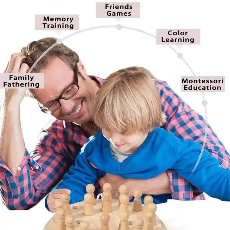 Wooden Montessori Puzzle Toys For Kids Educational Color Sensory Memory Match Chess Party Game
