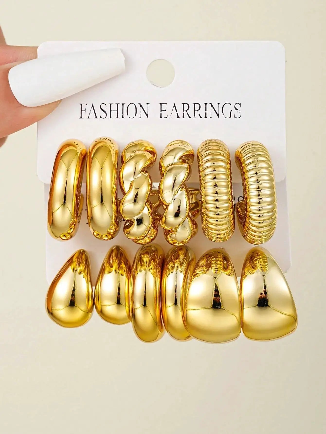 Fashion Classic Twist C Shape Earring Set For Women Tear Drop Gold Color Earrings For Daily Workplace And Party Outfits