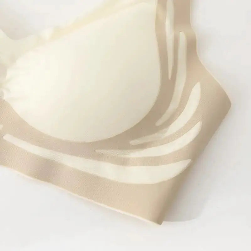 Push-up bra by Simples Market, beige seamless with angel wings band design, no-wire breathable lingerie