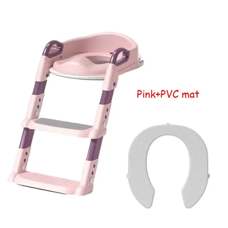 Simples Market pink foldable children's toilet training step stool and seat ring with PVC mat