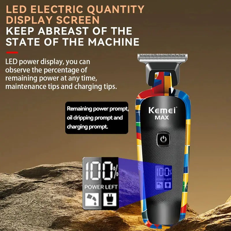 Kemei KM-MAX5090 electric hair clipper with graffiti wrap and LED display