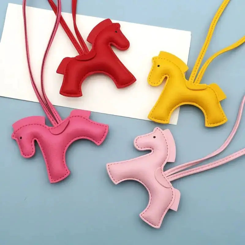 Premium PU Leather Pony Embellishment Car Keychain Multicolor Horse Design For Bags Keys Gift Birthday