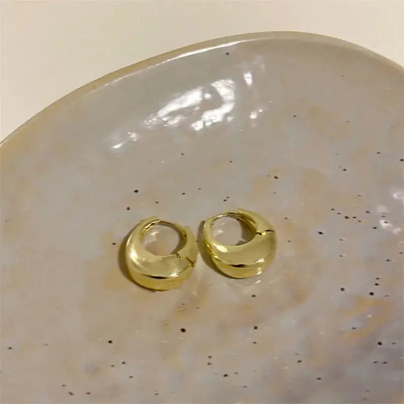 2Pcs Zinc Alloy Smooth Hoop Earrings For Women And Girls Elegant Luxury Jewelry Daily Wear