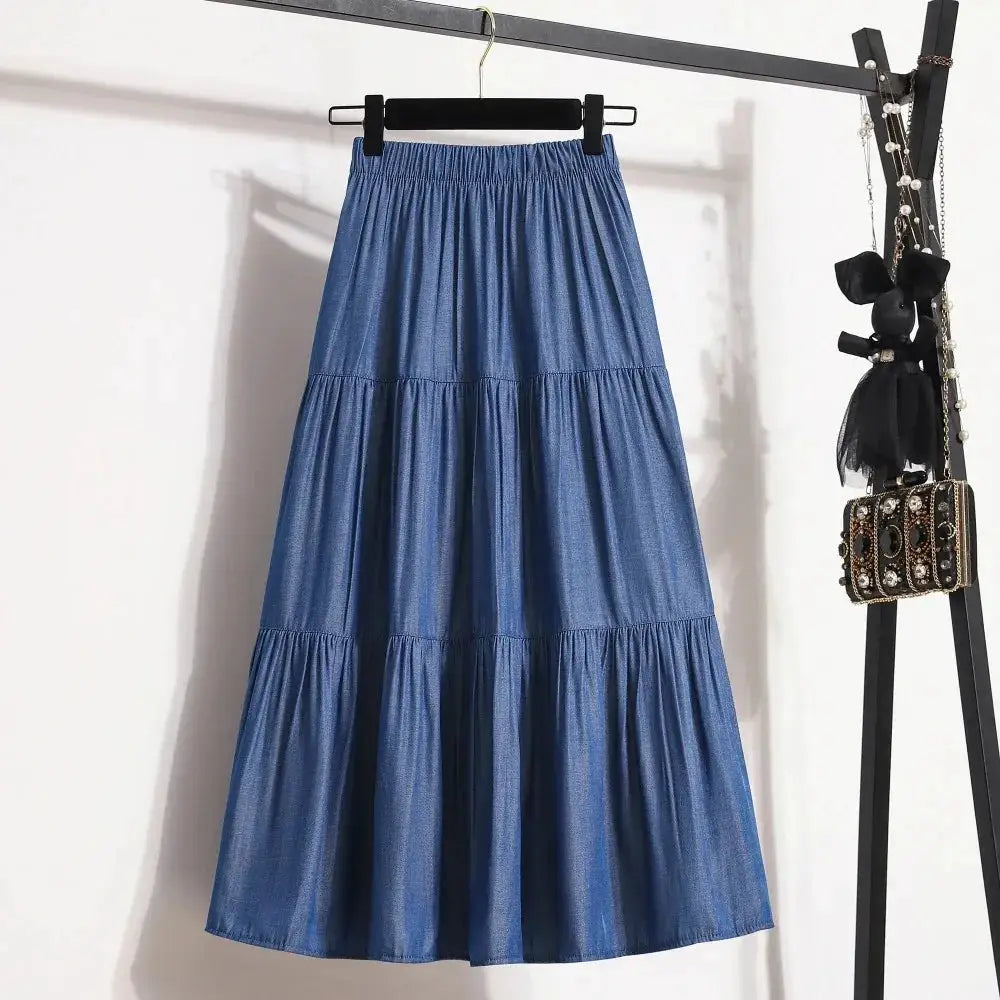 Women's High Waist A Line Pleated Skirt Lightweight Loose Fit For Summer Fashion And Solid Pattern