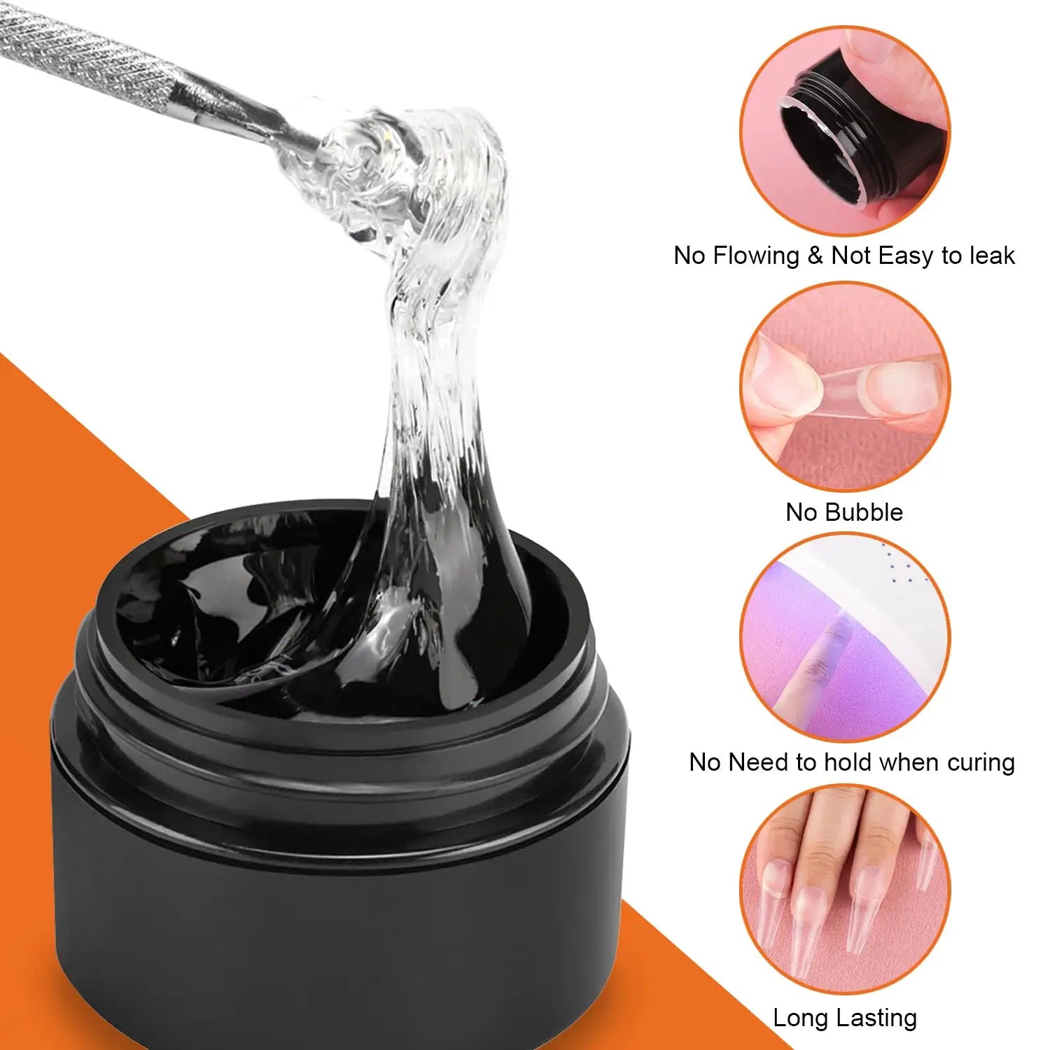 Nail Glue Gel For Press On Nails UV Light Cured Long Lasting Strong Adhesion Fake Nail Tips And Acrylic Nails