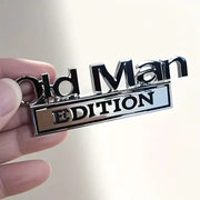 Old Man Edition 3D emblem sticker badge, chrome finish, universal car/SUV fender decal by Simples Market