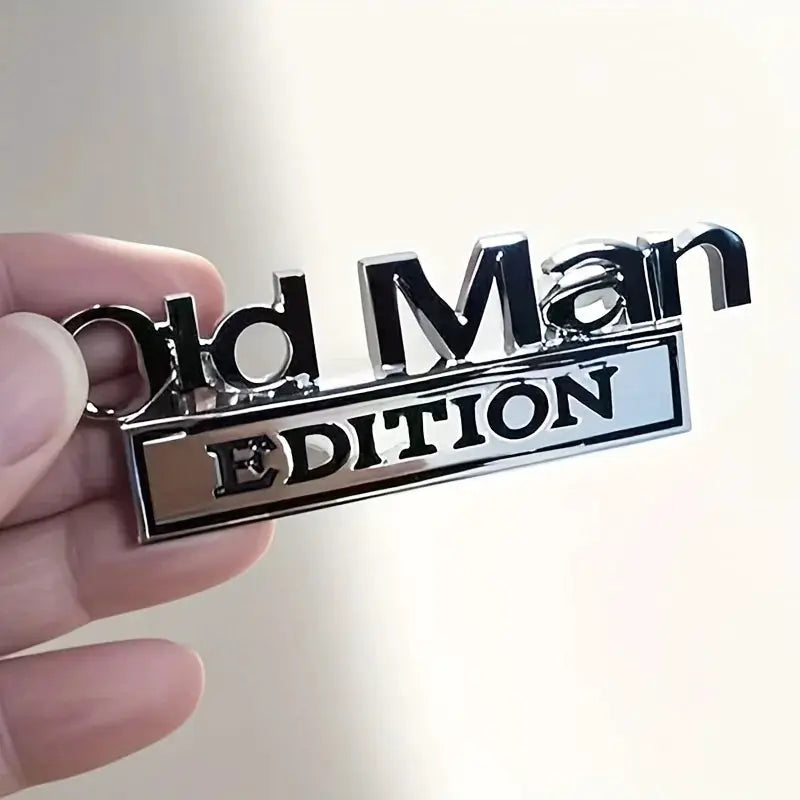 Old Man Edition 3D emblem sticker badge, chrome finish, universal car/SUV fender decal by Simples Market