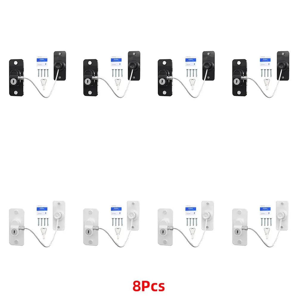 Simples Market 8pcs child safety window lock kit in black and white with screws and keys