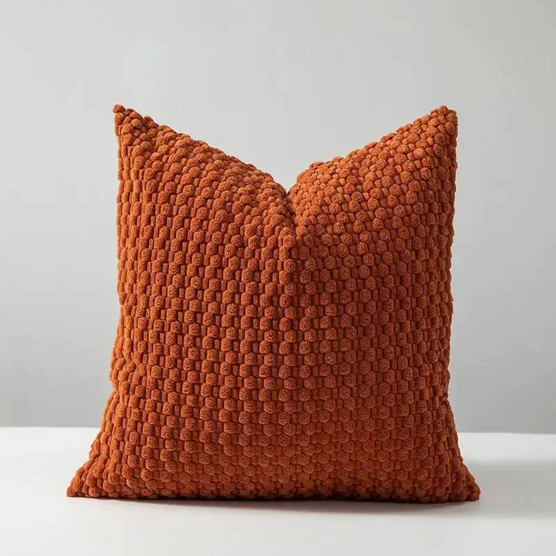 Simples Market orange velvet cushion cover with a textured double-sided design