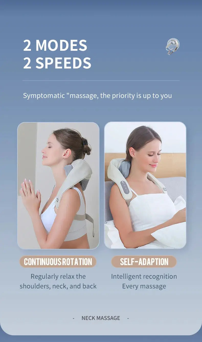 Foreverlily wireless neck and shoulder massager shawl in gray, Simples Market; 2 modes, 2 speeds.