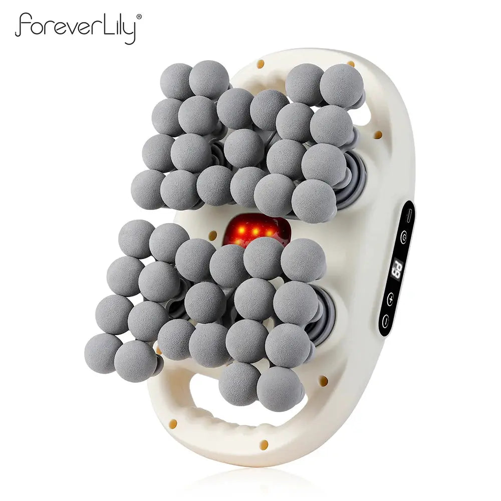 42-Heads Fascia Gun by Simples Market; gray high-frequency body massager with 42 massage heads