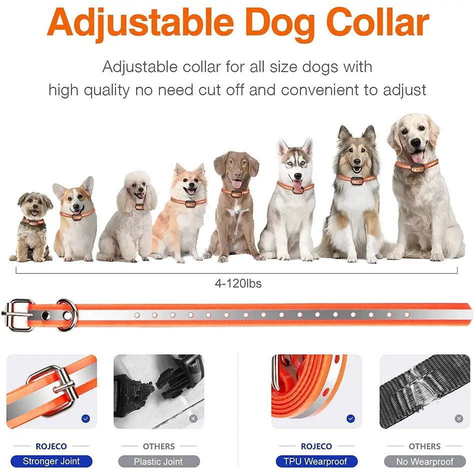 ROJECO 1000m Electric Dog Training Collar With Remote Control Waterproof Rechargeable Beep Vibration Shock 100 Levels