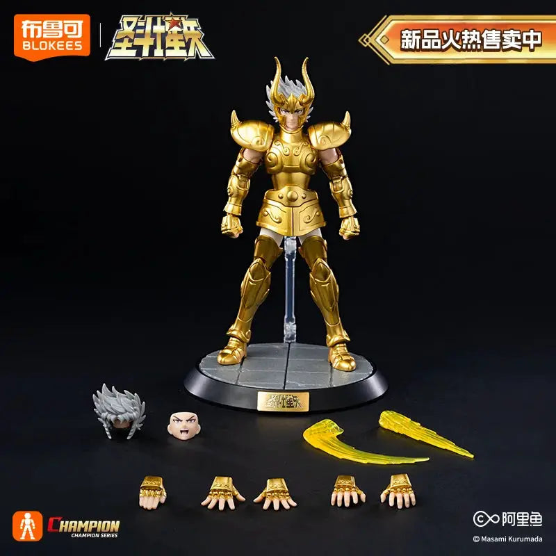 Blokees Original Gold Saint Seiya Dragon Shiryu Capricorn Shura Cancer Deathmask Champion Class Action Figure Gift
