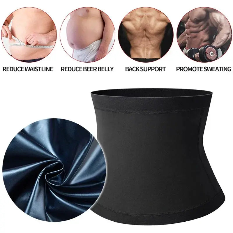 Men's black waist trainer belt from Simples Market; abdomen reducer sauna body shaper for belly slimming