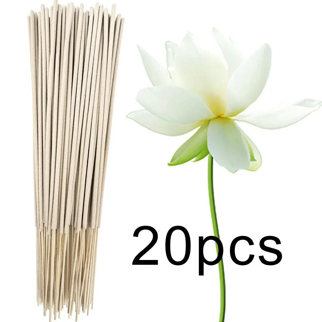 White Lotus Incense Sticks 8.7 Inch Bamboo Core Off White Natural Materials Lotus Scent Pack Sizes 20 100 222 410