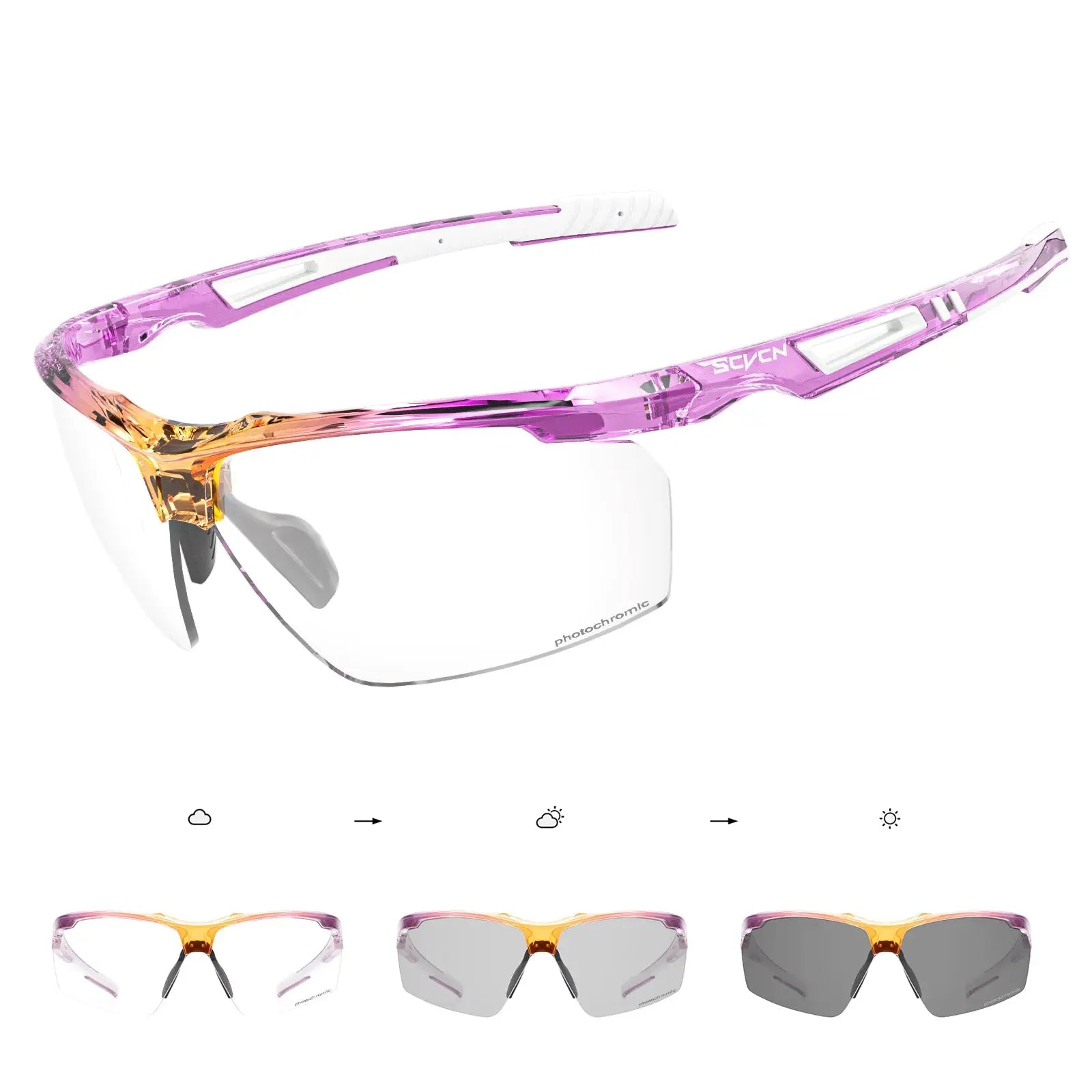 Scvcn Photochromic Cycling Glasses With Adaptive Lenses For Road And Mountain Biking UV Protection