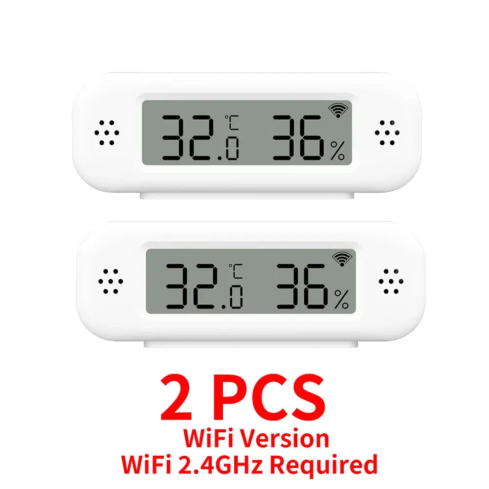 Tuya WiFi Mini Thermometer Hygrometer, white, 2 pcs for smart home; 32°C / 36% display