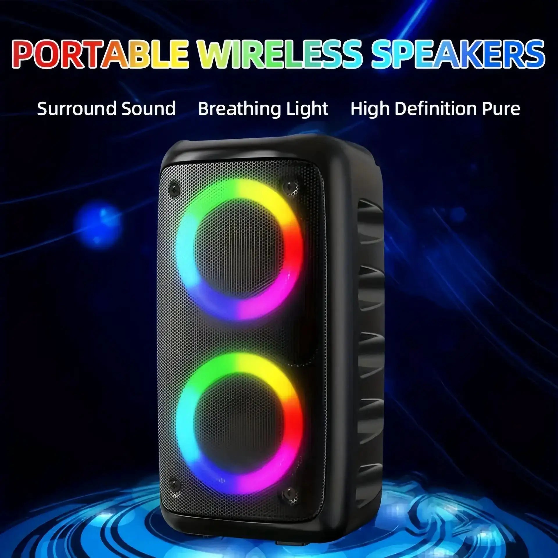 AyeBeau Portable Bluetooth Karaoke Speaker With FM Radio Microphone LED Lamp And TWS Subwoofer