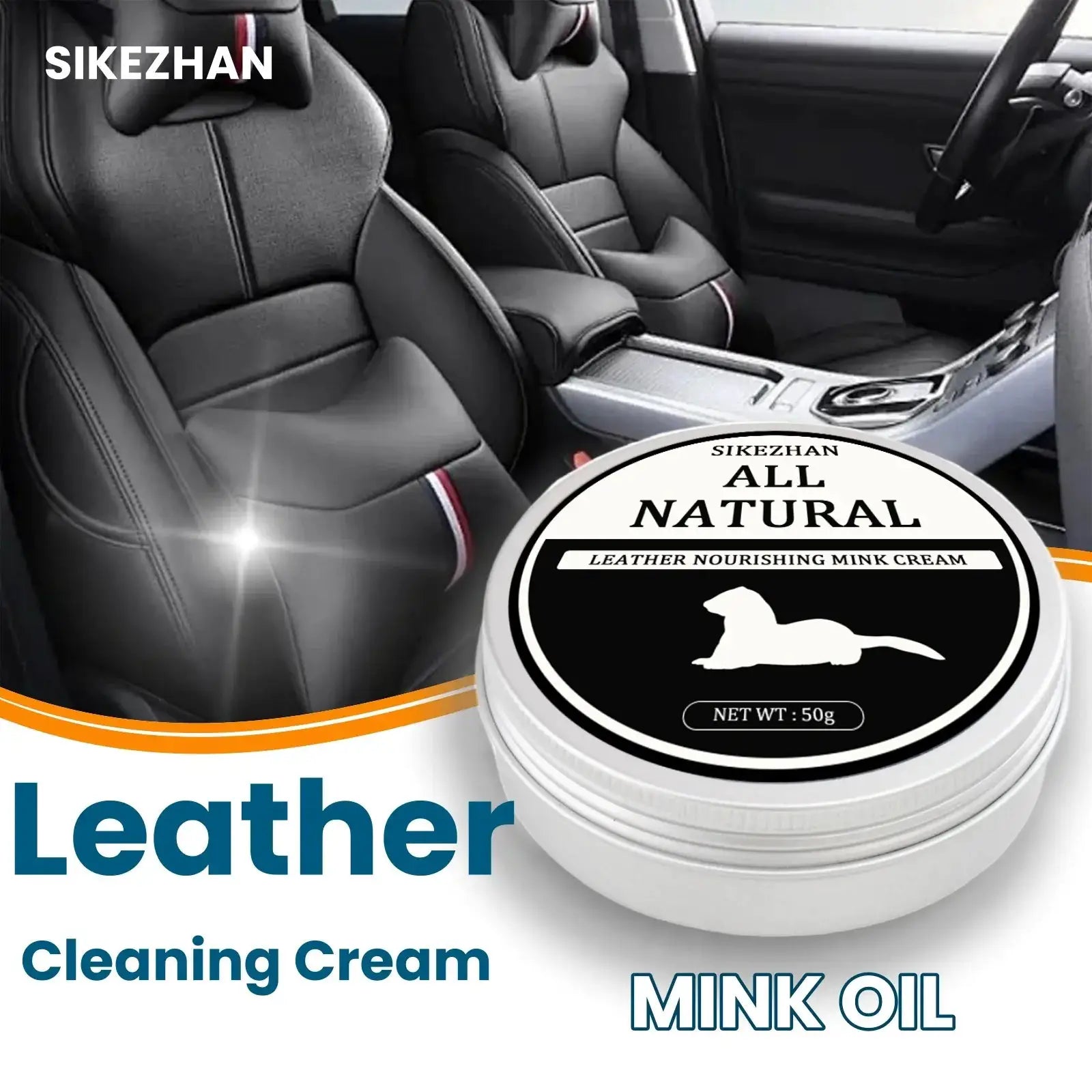 Leather nourishing mink cream for car interiors by SIKEZHAN, all natural leather care