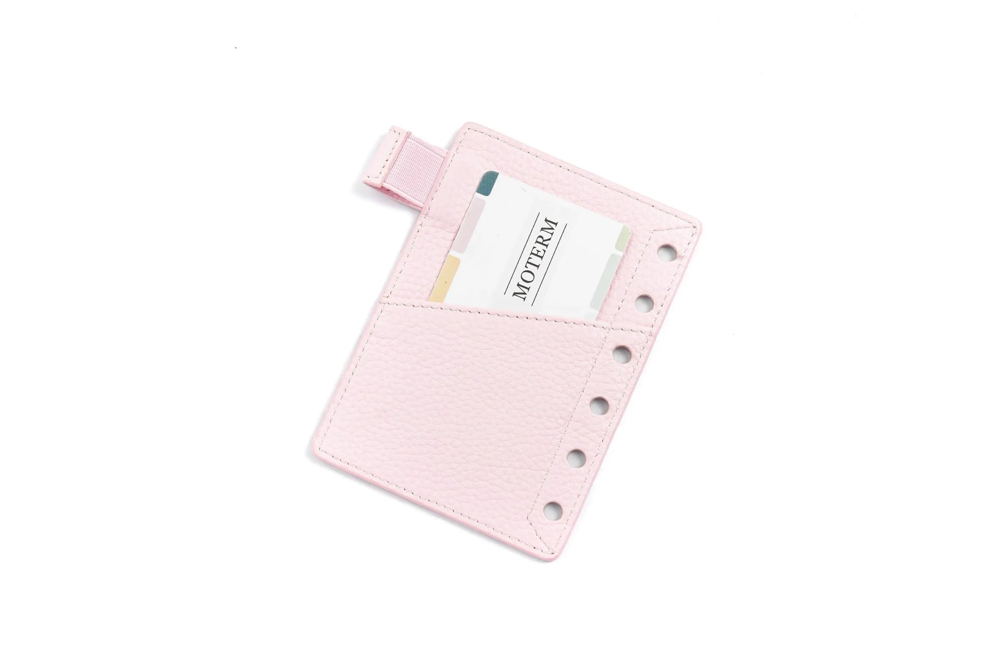 Moterm pink pebbled leather pocket planner with card slot and 30mm rings