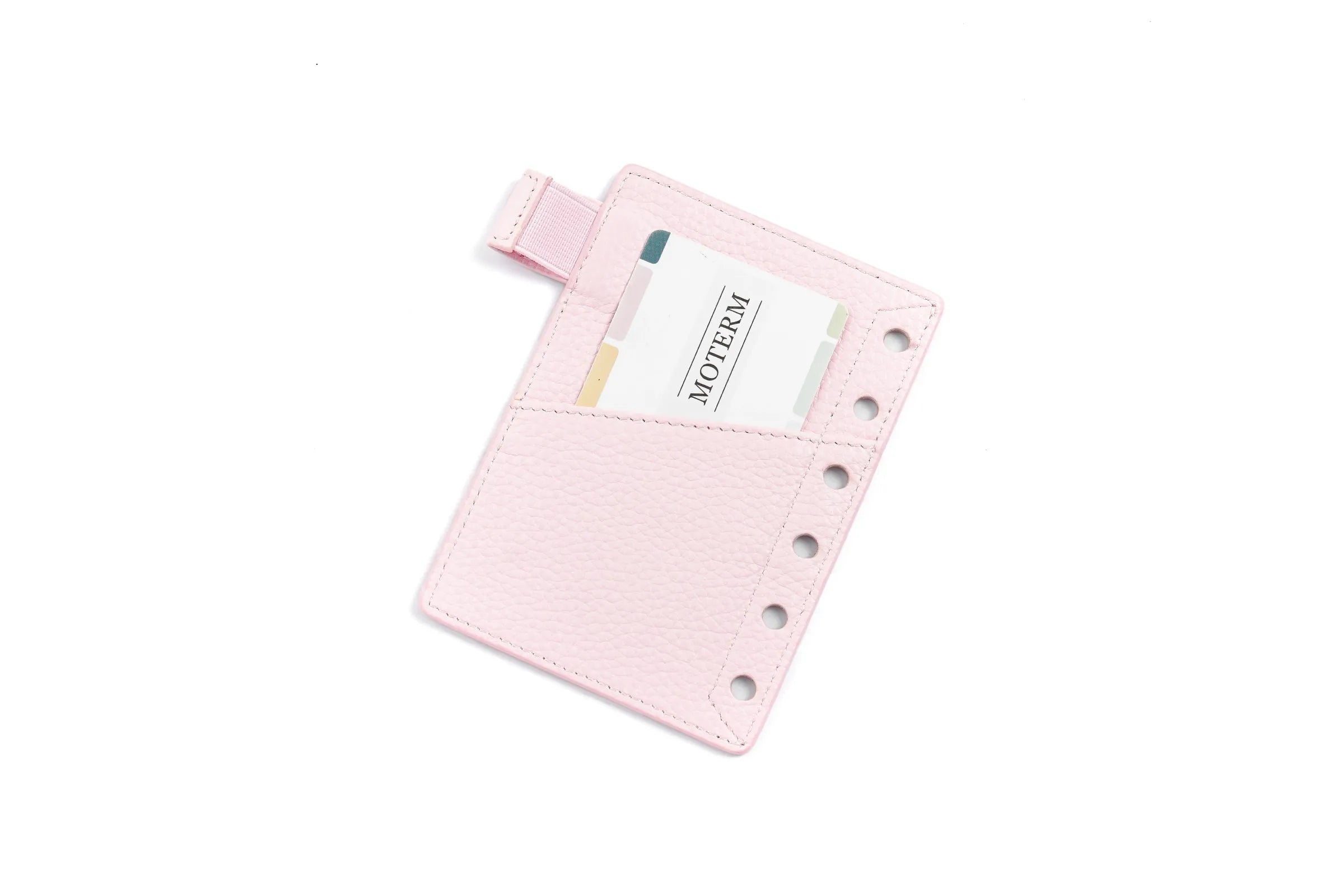 Moterm pink pebbled leather pocket planner with card slot and 30mm rings