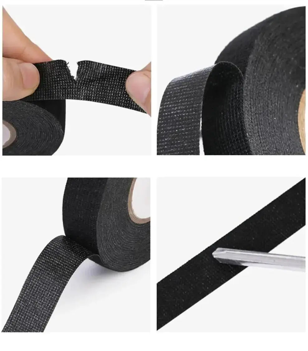 Simples Market heat-resistant flame-retardant fabric tape, 15m, black, for car wiring harness protection