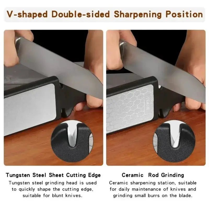 5 In 1 Knife Sharpener With Diamond Bars 400 and 1000 Grit Double Sided Whetstone for Kitchen Knives