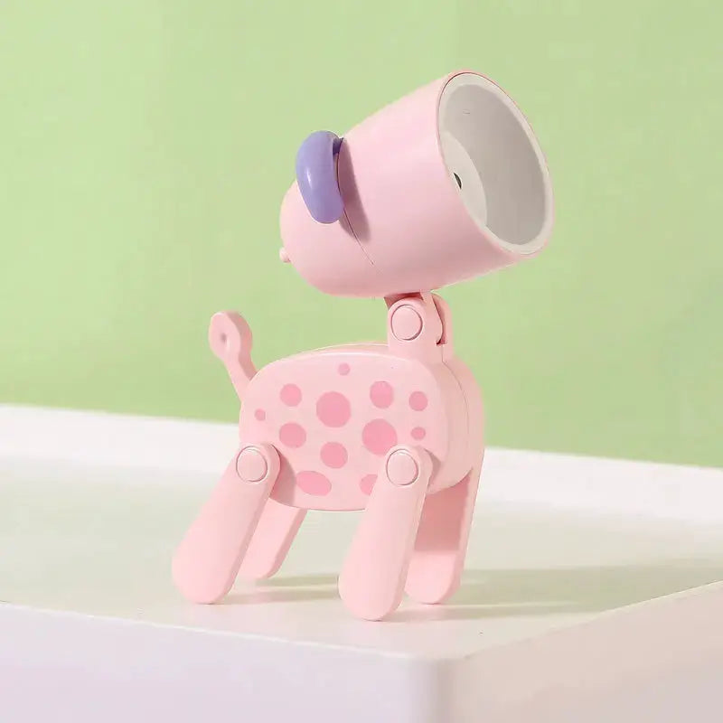 LED mini night light pink foldable desk lamp in cute dog-deer design with purple head by Simples Market