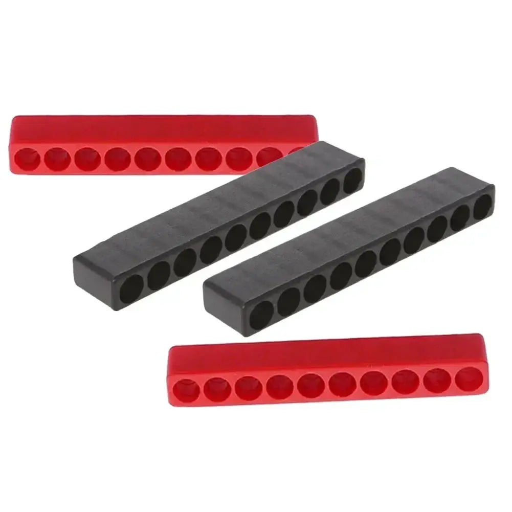 4-piece set of 10-hole bit holders for 1/4 hex screwdriver bits, red and black plastic storage bars