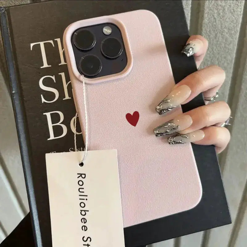 iPhone case pink soft TPU with red heart, Simples Market