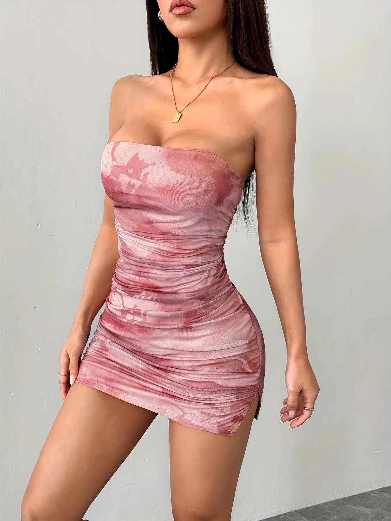 Y2K Summer Womens Mini Dress Spaghetti Straps Print Party Off Shoulder