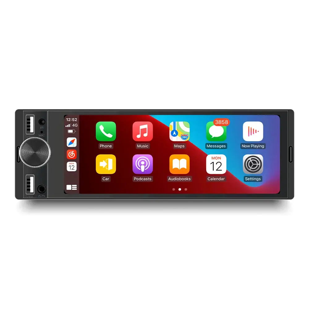 Simples Market 1DIN MP5 car radio with 6.86-inch touchscreen, black, CarPlay/Android Auto, USB/AUX